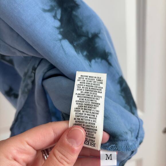 Cloth & Stone X Anthropologie Liv Tie Front Mini Dress Sz M Blue - Picture 4 of 11